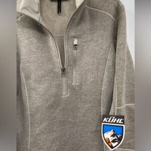 NWT KUHL Quarter Zip Pullover Fleece Tan Sweater Thumbholes Athletic Women Sz S